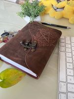 Carnet de voyage vintage fait main exclusif, carnet de croquis rétro, journal intime non ligné, multicolore, avec bords festonnés en cuir antique