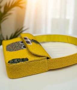 กระเป๋าลูกปัดหลากสีที่มีด้ามจับกระเป๋าถือกระเป๋าลำลองงานหัตถกรรมอินเดียทำมือกระเป๋าบาแก็ต - Product Image 3