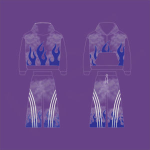 Conjunto Deportivo con Estampado Tie Dye de Llamas |   Conjunto de Dos Piezas con Logotipo Personalizado - Product Image 4