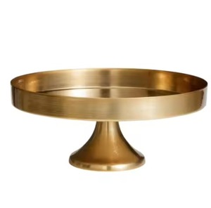 Base Redonda para Pastel de Mesa, Base para Pastel de Metal con Acabado Dorado para Celebración de Cumpleaños - Product Image 1
