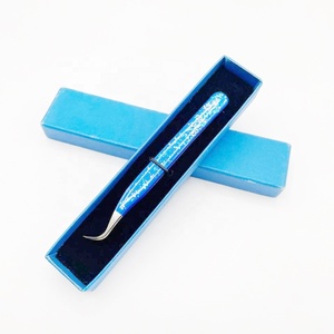 Pince à épiler professionnelle d'extension de cils en acier inoxydable de haute qualité Type de courbe noire pointe pointue durable Aroosh Corp personnalisé - Product Image 3