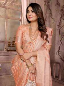 Sari Banarasi de seda de Organza suave de primera calidad para adultos Archivo intrincado Leheriya Trabajo de tejido Estilo tradicional para fiestas - Product Image 4