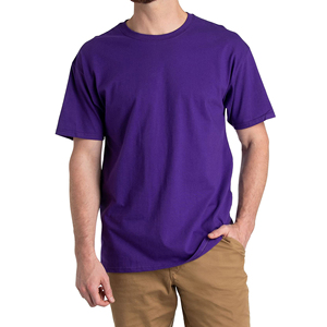 Camiseta de Manga Corta Tejida Azul para Hombre con Ribete en Contraste, Cuello Redondo, Corte Regular, Estilo Casual, Color Sólido - Product Image 4
