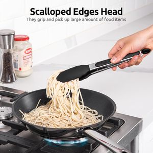 Pinzas de Cocina de Silicona Antiadherentes de Grado Alimenticio de 9 Pulgadas, de Acero Inoxidable con Bloqueo, Aptas para Lavavajillas, para Servir Ensaladas y Barbacoa - Product Image 5