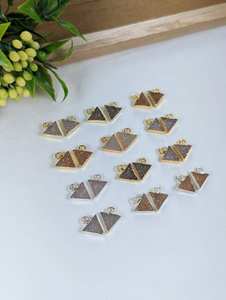 Triangle Druzy boucles d'oreilles paires 8mm 10mm 925 argent Sterling 14K plaqué or cristal naturel bijoux faits à la main breloques - Product Image 2