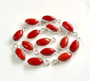 Superbe cabochon en corail rouge naturel de 8mm en argent sterling 925 Connecteurs à breloques remplis d'or 18K Réglage de la lunette de 8mm pour pendentifs fins - Product Image 6