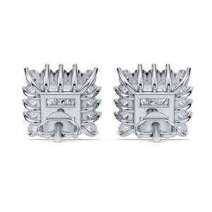 IGI Certified Lab Grown Diamond Princess Cut Halo Stud Earrings 9KT Yellow / White / Rose Gold Square <b>Cluster</b> Diamond Earrings - Product Image 3