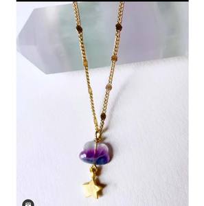 Nouveauté Amazonite 15mm étoile sculpture pendentif collier 925 chaîne à maillons en argent Sterling 22 pouces pendentifs fins breloques pour - Product Image 2