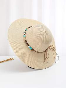 เข็มขัดแบบหัวเข็มขัดตกแต่งทำจากหญ้าธรรมชาติป้องกันรังสี UV สำหรับชายหาดกลางแจ้ง - Product Image 3