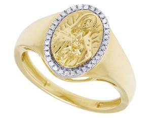 Anillos de forma ovalada en plata de ley chapada en oro con diamante de moissanita anillo religioso de hip hop para hombres - Product Image 3