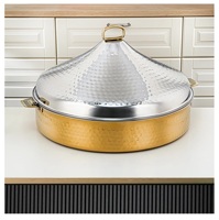 Casserole isotherme durable en acier inoxydable 3,0 L, motif damassé or et argent, antiadhésive, design moderne et luxueux, élégante chauffe-plats