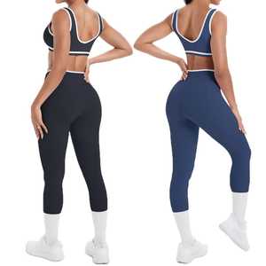 Conjunto Deportivo de Nailon para Mujer, Cintura Alta, Transpirable, de Secado Rápido, 2 Piezas, Traje Deportivo para Gimnasio, Fitness, Yoga, Entrenamiento - Product Image 1