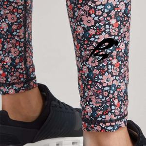 Custom Flower Printed Full Length Mid Waist Spandex/Polyester Workout <b>Leggings</b> for Women Gym Yoga Buttery Soft Durable Tights - Product Image 5
