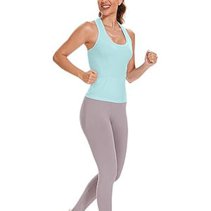 Camiseta sin mangas personalizada para mujer, camisetas de longitud corta con patrón sólido liso para deportes y fitness, servicio OEM ODM, novedad - Product Image 4