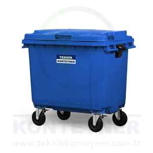 Turkish Manufacturer 660 Liter HDPE Plastic Standing 4-Wheel Eco-Friendly Blue Recycling Garbage <b>Bin</b> Indoor/Outdoor Use - Product Image 3