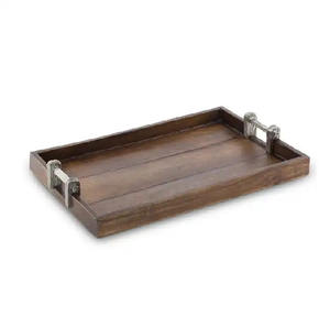 ถาดเสิร์ฟอาหารและเครื่องดื่มทรงกลมพร้อมที่จับสำหรับบ้านและโรงแรมถาดเสิร์ฟอาหารและเครื่องดื่มทำด้วยมือจำนวนมาก - Product Image 5