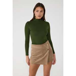 Chemise en satin basique Duru avec logo brodé, style décontracté vintage, manches longues, col roulé, disponible en tailles XL et XS pour l'automne et le printemps - Product Image 1