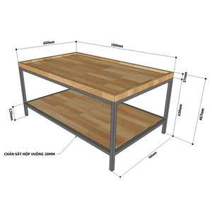 Minimalist Two-tiered Sofa <b>Table</b> 100x60x47cm Iron Frame Wooden Top <b>Entry</b> & Living Room Use TT68147 - Product Image 5