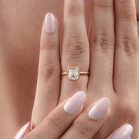 Bague solitaire élégante en diamant de laboratoire Asscher sertie en bélière, bague en diamant de laboratoire, pierre principale en or massif 14 carats, cadeau parfait pour les femmes