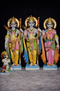 Escultura de Deidad Hindú en Mármol Blanco Hecha a Mano, Ram Laxman Sita Dass Hanuman Ji Makrana, Colección de Arte Tradicional de Templos de la India - Product Image 3