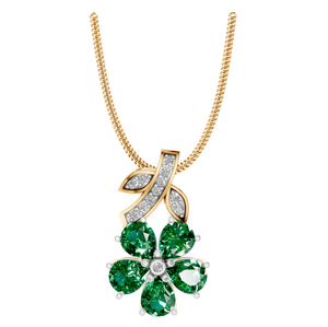 จี้พลอยสีทองรูปดอกไม้สีมรกตที่มีเสน่ห์พร้อมด้วยดีไซน์ใบประดับเพชรธรรมชาติที่สลับซับซ้อนในโลหะมีค่าชั้นดี - Product Image 6