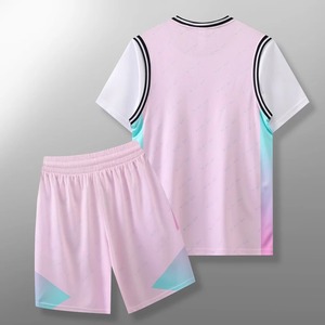 Conjunto de camiseta de baloncesto para jóvenes y adultos para hombres, uniforme de baloncesto con mangas cortas, camiseta de entrenamiento con cuello redondo, traje deportivo con estampado de dos bolsillos - Product Image 6