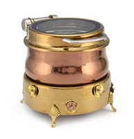 Elegante calentador de cobre con tapa de cristal transparente, acero inoxidable, capacidad de 7L/9L, asas de lujo, soporte, equipo personalizado para mantener el calor.