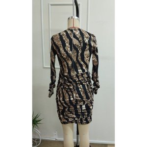 Robe courte en modal à manches longues pour femme, col cycliste, motif givré, 38450 - Motif imprimé - Product Image 6