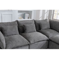 102,3 Zoll Modulares Cloud-Ecksofa, 3-Sitzer Tiefes Breites Leinensofa mit Ottoman für Wohnzimmer