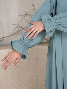 2025 Ramadan nouvelle Abaya Premium Polyester manches volantées grand ourlet femmes fermé Abaya vêtements islamiques modeste Abaya robe musulmane - Product Image 3