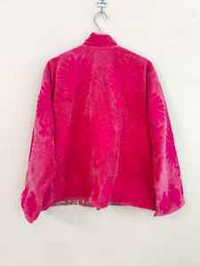 Pink <b>Velvet</b> Suzani Jacket Embroidered Winter <b>Coat</b> <b>Velvet</b> Suzani Embroidered Jacket Bohemian Artisanal <b>Coat</b> - Product Image 6