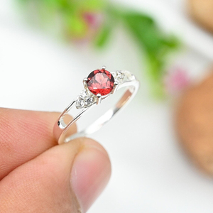 Belle bague de fiançailles fantastique grenat Cz en argent sterling 925 bijoux minimalistes fins bagues de cadeau d'anniversaire de mariage pour elle - Product Image 5