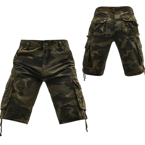 Casual Loose-Fit Camouflage Cargo <b>Shorts</b> for Men with Elastic Waist High-Quality Material Perfect for <b>Travel</b> and Everyday Wear - Product Image 1
