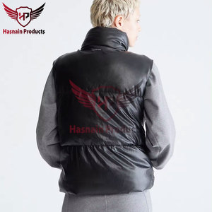 Femmes hiver mode laine cuir gilet personnalisé coupe-vent sans manches bouffant gilet pour temps froid vêtements d'extérieur à la mode - Product Image 2