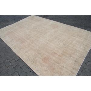 Turkish Vintage Rug 7x10.5 ft, <b>Brown</b> Oversize Camouflage <b>Wool</b> Rug - Product Image 2