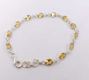 Citrino Natural Plata de Ley 925 Pulsera DE BODA chapada en rodio 5,80 Gm Citrino facetado Piedra preciosa Bisel hecho a mano Regalo de ajuste - Product Image 2