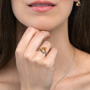 Bague en citrine, argent sterling 925, citrine naturelle jaune, pierre précieuse taille trillion, bijoux de luxe de qualité supérieure pour femmes - Product Image 2