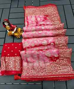 Listo para usar Kanjivaram Silk Saree Georgette Blusa para uso tradicional indio Ocasión de fiesta-EthnicGarment Marca Precio bajo - Product Image 5