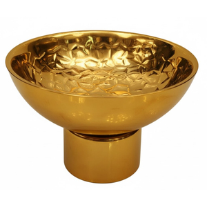 Bol à chocolat élégant en acier inoxydable doré, bord ondulé texturé, plat de service ovale en métal pour la maison et l'hôtellerie - Product Image 2