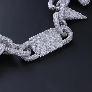 Venta al por mayor: Colgante Trippie Redd Iced con cadena de eslabones de latón, chapado en oro y plata, circonita cúbica, joyería hip hop, regalo para hombres B2B - Product Image 5