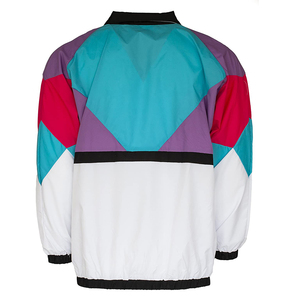 Veste coupe-vent rétro unisexe style vintage fermeture éclair en nylon avec poignets élastiques et poches veste légère et aux couleurs contrastées - Product Image 5