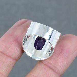 À la mode Vintage argent plaqué 925 bague en argent à la mode naturel améthyste laiton pierres précieuses bijoux pour la fête de mariage - Product Image 4