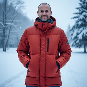 Vente en gros de vestes matelassées de couleur unie avec fermeture éclair pour hommes, hiver et automne, vêtements d'extérieur respirants à col montant, manteaux rembourrés High Street - Product Image 4