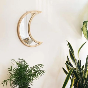 Alta calidad decoración del hogar ratán Luna forma espejo de pared artesanías decoración del hogar para la venta al por mayor - Product Image 6