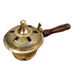 Quemador de Incienso de Latón Puro de Alta Calidad con Grabado y Acabado Pulido, Quemador de Lobán Tradicional de Latón Vintage para Decoración del Hogar - Product Image 6