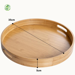 Plateau rond en bambou de couleur personnalisée avec poignée sans danger pour la santé et l'esthétique vente en gros de produits faits à la main vietnamiens. - Product Image 2