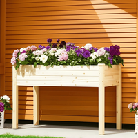 Jardinera Elevada de Madera Natural para Exteriores con Patas, Pedido al por Mayor para Camas de Jardín para Vegetales GB102