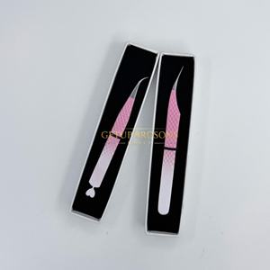 Pinzas para Extensión de Pestañas de Acero Inoxidable, Pinzas de Aislamiento con Punta de Fibra, Recubrimiento en Polvo Rosa Blanco, Herramienta Profesional para Pestañas - Product Image 5