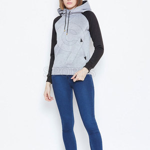 เสื้อฮู้ดลำลองของผู้หญิงแขนยาวมีฮู้ดคอปกด้านหน้าโลโก้ผ้าถักสำหรับสวมใส่แนวสตรีทในฤดูหนาว - Product Image 5