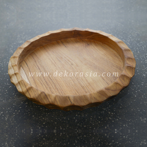 Plateau en bois personnalisé de 29 cm de diamètre, vaisselle décorative vintage écologique, plateaux de service alimentaire - Product Image 4